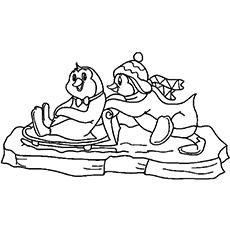 Penguins going for a ride coloring pages