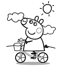Cycling on a sunny day peppa pig coloring pages