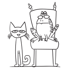 Pete the Cat and Grumpy Toad coloring page