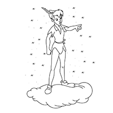 Peter Pan on a cloud coloring page