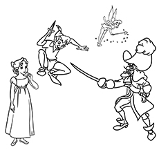 Peter Pan with other characters coloring page