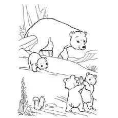 Polar bear with cubs coloring page