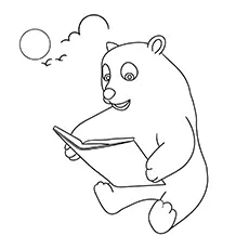 Momma polar bear reading to cubs coloring page
