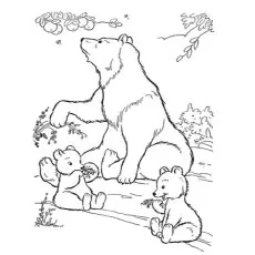 Polar bear with babies coloring page