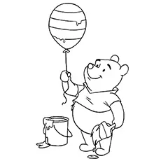 Pooh coloring a balloon coloring page_image