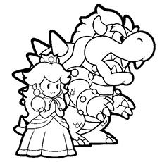 Princess Peach and dragon coloring page