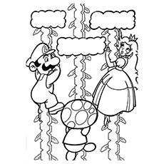 Princess Peach and Mario climbing coloring page