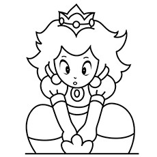 Sitting Princess Peach coloring page