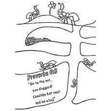 The Proverb Bible verse about ants coloring page