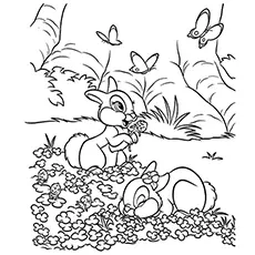 Free Printable Rabbits in the Forest Coloring Page