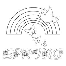 Rainbow spring coloring page