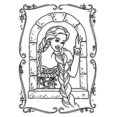 Rapunzel at window coloring pages