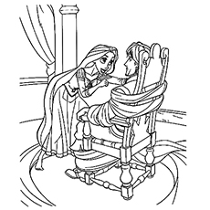 Rapunzel Makes a Deal with Flynn Coloring Pages