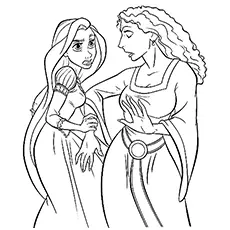 Rapunzel and the witch coloring pages