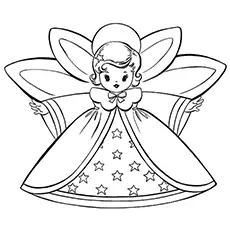 Retro angel, cheerful angel coloring page