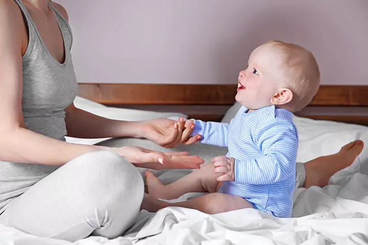 The rock and row activity for 4-month-old baby