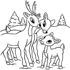 With family Rudolph the red nosed reindeer coloring pages