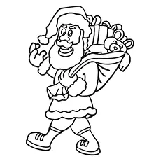 Santa carrying Christmas gifts pics coloring page
