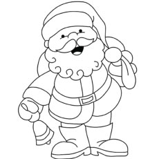Santa Claus with a lovely cute bell coloring page