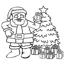 Santa Claus arrives on Christmas day coloring page