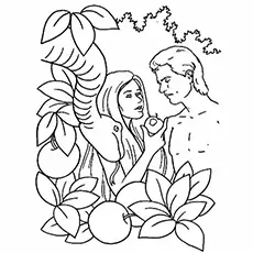 Serpent in the garden of Adam and Eve coloring pages