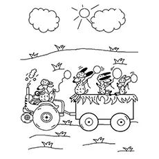 The sheep riding tractor coloring pages