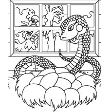 Eggs and a snake coloring page