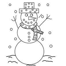 Printable snowman coloring pages with snowfall