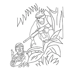 The soldier in action military coloring pages