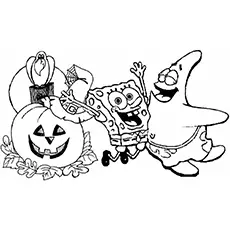 Spongebob happy Halloween coloring page