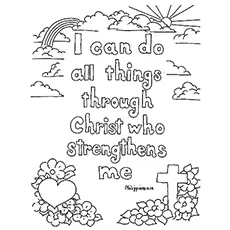 Christ strengthens me Bible verse coloring page