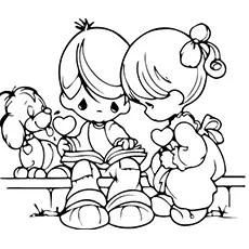 Kids Studying together Coloring Page_image
