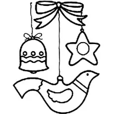 Christmas tree decorations, cute bell coloring page