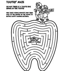 Toothy maze coloring page