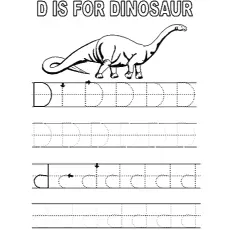 Tracing the letter D coloring page for preschool