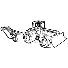 The tractor and hay coloring pages