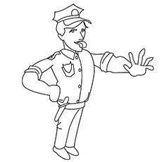 The traffic police, community helper coloring page