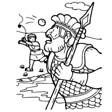 Threw the stone on Devid Stars Coloring Pages