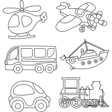 Transports picture for preschool coloring page