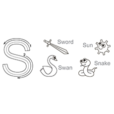 Words starting with letter S coloring pages