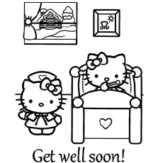 Doctor wishing Hello Kitty get well soon coloring page