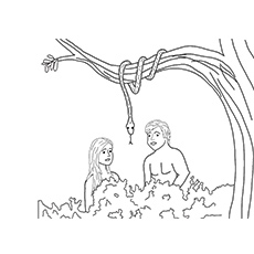 Serpent with Adam and Eve coloring pages