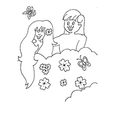 Printable smiling Adam and Eve coloring pages