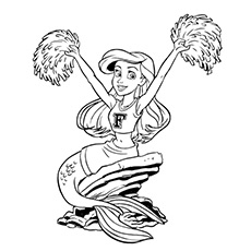 Disney Princess Ariel as a cheerleader coloring page