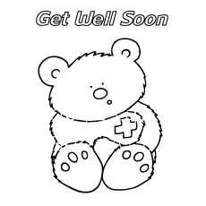 Bear get well soon coloring page