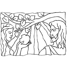 Forbidden fruit, Eve and God, Adam and Eve coloring pages