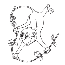 Cartoon Monkey Coloring Page for Kids 