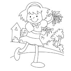 Cheering on the road, cheerleader coloring page