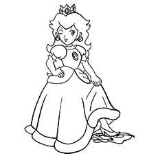 Princess Peach wearing shoe coloring page