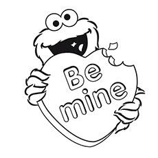 Be mine, Cookie Monster coloring page